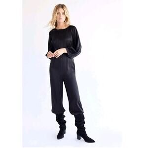 Free People Ordinary Magic Satin Embroidered Backless Jumpsuit, Size 2